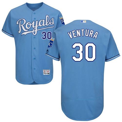 Royals #30 Yordano Ventura Light Blue Flexbase Authentic Collection Stitched MLB Jersey